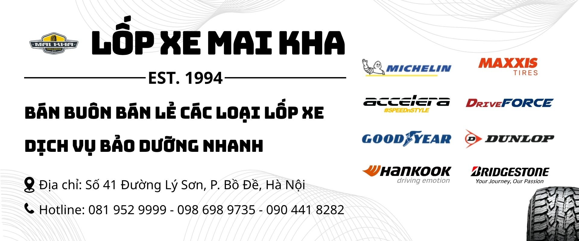 Banner trang chủ Lốp xe Mai Kha